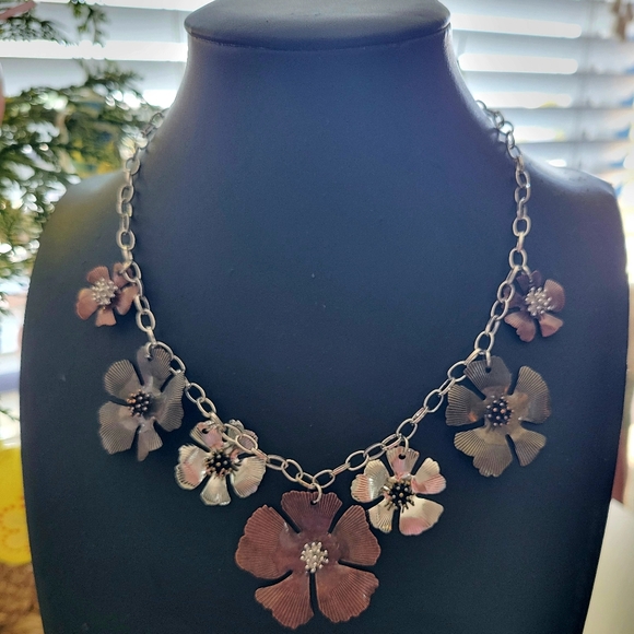 paparazzi Jewelry - Paparazzi Metal Floral Necklace, Copper, Brass and Silver Flowers